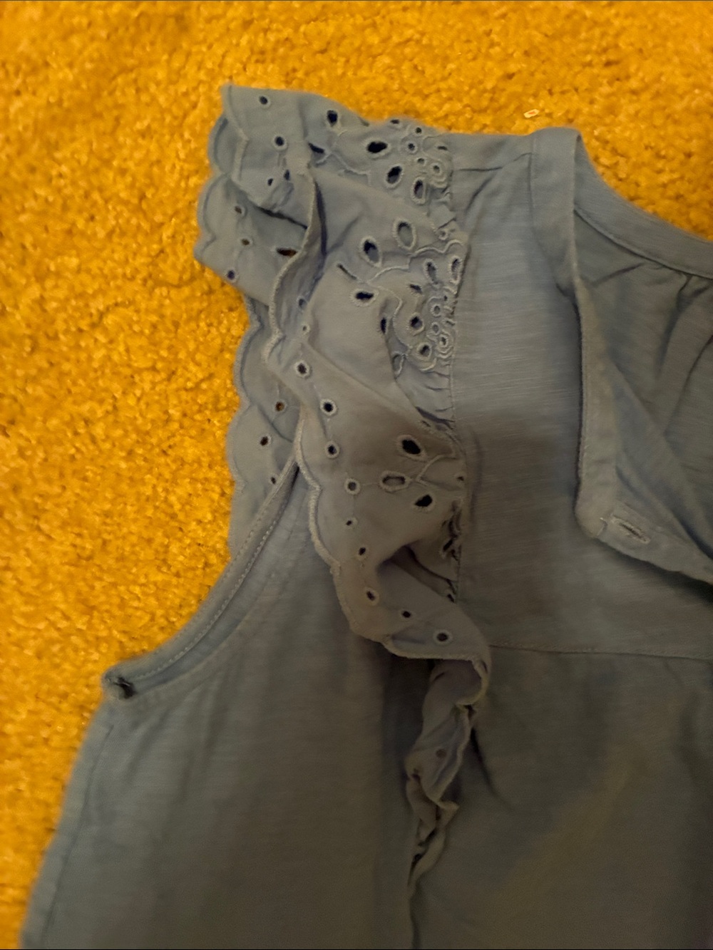 LOFT Dusty Blue Eyelet Ruffle Henley Tank - Picture 3 of 3